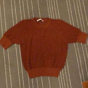 Zara Burnt Orange Textured See-Through Top